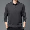 Spring Men Dun Solid Waffle Patchwork Long Sleeve Polo Shirts T-Shirt Rapel Button Koreaanse mode losse informele veelzijdige top 240418