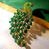Spille Glamour Dichiarazione Orgoglio Verde Pavone Pinta Pin Animal Gioielli da regalo per animali