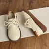 Casual schoenen Japanse stijl leer dikzolen grote koppop ronde teen veterstudent Mori Girl literaire flats