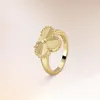 anel de designer anel de diamante de diamante designer de noivado anel de moda shell mãe concha de trevo anel de alta qualidade 18k banhado anel sem desbotamento jóias de presente de luxo