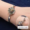 Bankle Chinese Style Rotatable Lotus Leaf Six Word Mantra Armband Mode Elegant für Frauen Vintage Schmuck