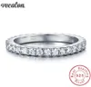 Vecalon Femenino Classic Wedding Band Ring 100 Soild 925 Sterling Silver Circle 5a Circon Cz Anillos de compromiso para mujeres Men Gift8263345