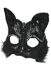 Venetian Masquerade Mask Women039S Sexy Black Glitter Fancy Cat Lace Eye Mask Halloween Cat Lace Eye Mask HJ1205978152