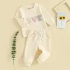 Clothing Sets Infant Toddler Girl Boy Valentines Day Outfit Letter Embroidery Sweatshirt Elastic Jogger Pants Spring Clothes Set