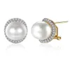 Stud Wedding Jewellry White Cubic Zirconia Pearl Earrings Gold Overlay for Women Fashion Jewelry E209619828759