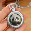 懐中時計のかわいいPnada Quartz Watch Women Men Silver Necklaceユニークなペンダントラウンドダイヤルクロックキッズギフトアクセサリー