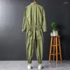 Herenbroek lente overalls mannen jumpsuit revers revers lapel elastische taille bundel voeten streetwear mode kleding lading zwarte broek