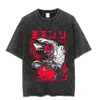 Retro Wash T-shirt Chain Saw Herr Anime T-shirt Harajuku stor t-shirt bomullsmodegatan kläder unisex topp 6 240426