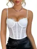 Women's Tanks Lace Corset Crop Tops For Women Sexy Fashion Club Bodysuit With Buckle