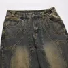 Vintage Flared Jeans Men Wide Leg Baggy Trousers Autumn Streetwear Fashion Distressed Original Street Y2k Denim Pants Winter 240426