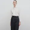 Blouses feminina Mulheres 2024 Primavera e verão estilo simples cor sólida de cor casual versátil básico algodão de mangas compridas camisa