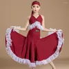 Stage nosza standardowa sukienka balowa Ballroom Red Bez rękawów Waltz Dancing Costume Prom Cuit konkurencja