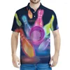 Polos pour hommes Polos Modèle de bowling Polo Polo pour hommes 3D Printing Abède Blouse à manches courtes Summer Harajuku T-shirt en vrac