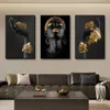 3 -stks Afrikaanse zwarte vrouwen met gouden sieraden Wall Art Posters Perfecte woonkamerafdrukken canvas voor thuisdecoraties 240425