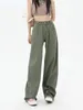 Jeans féminins vintage harajuku hauteur hauteur pantalon lâche de streetwear féminin grunge large jambe bagy y2k armée verte pantalon en denim vert