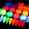 Nail Glitter 1 Set Fluorescent Neon Pigment Nails Powder Candy Color Rubbing Dust Gel Polish Chrome DIY Manicure Decoration