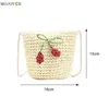 Shoulder Bags Women Bag Cherry Ethnic Style Woven Crossbody Polyester Lining Purses And Handbags Ladies Handbag