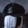 ベレー帽BlackBeret Cap Women GirlLoli Goth Punk Hat