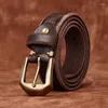 Belts 3.8CM Thick Pure Cowhide High Quality Luxury Genuine Leather For Men Strap Male Brass Buckle Vintage Jeans Cowboy Cintos