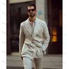Herrkostnader linne beige sommar dubbelbröst män casual lös 2 bit jacka byxor terno stiliga manliga kläder dagligen kläder 2024