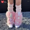 Chaussettes de femmes gothiques harajuku punk lolita y2k girl épicé groupé cinq pointues pointues cheveux longs rayés couvercle de jambe contrastée