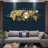 壁の時計ライト豪華な家の装飾クリエイティブサイレンスリビングルームの寝室の背景マップデザイン時計のためのメタルアート