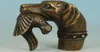 Dekoration Kupferhandwerk chinesische alte Bronze handgeschnitzte Hunde gebissene Birds Statue Rohrstock -Stickkopf 6613349