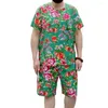 Tracksuits t-shirt shorts voor heren set Chinese etnische stijl bloemenprint outfit met o-neck top wide been casual voor de zomer