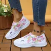 Casual schoenen Fashion Mesh Gedrukte sok sneakers vrouwen kristal gebreide flats vrouw comfort niet-slip lopen lopen