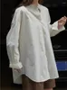 Camicette femminili BJTZ Giapponese giapponese Minimalista Shirt a strisce senza colletto sciolto e comodo top dimagrante per le donne 2024 primavera estate