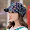 Ball Caps Women Vintage Floral Short Brim Hat Female Autumn Lady Baseball Cappello pieghevole Etnico Cappelli a stampa morbida