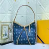Louls Vutt Blue Denim Flowers Designer Handsbags Sacs à main de grande capacité porte-bagasse
