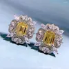 Orecchini per borchie Vintage 925 Vero argento 7 da 9 mm Topaz Pink Quartz per donne Luxury High Carbon Diamond Fette Wedding Fine Jewel