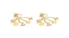 Stud Clover örhängen Designer för kvinnor Flower Gold Plated Multi Element Floral Front and Back Scalloped Studs Earring Fashion Jew6335469