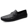 Zapatos casuales más grandes talas 48 49 Hombres genuinos mocasines de cuero resbalón en negro Mocassin Homme Mocasines Hombre Diseñador