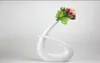 Vaso de cerâmica de forma de seis luchy moderna para decoração de casa vaso de mesa de mesa preto e branco Colors9101304