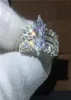 Luxe sieraden Marquise Cut 5ct Diamonique CZ 925 Sterling Silver Engagement Wedding Band Ring For Women Love Gift9370137