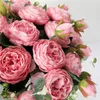 Dekorativa blommor Silk Rose Peony Artificial Beautiful Flores Bouquet For Wedding Party Home Decoration Mariage Fake