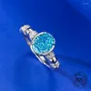 Clusterringe 925 Sterling Silber Zirkon Schmuck 6x8mm oval Form Blau Aquamarin zerkleinerte Schnitt Hochkohlendiamantring