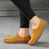 Casual Shoes HKDQ Fashion Yellow Suede Women Summer Breathable Lace-up Women's Retro Comfort Soft Flat Woman