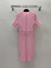 411 XL 2024 Milan Runway Dress Spring Summer Korte Mouw Zwart Wit Pink Jurken Damesjurk Mode Hoogwaardige G24043038