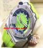 豪華な腕時計ダイバーOOA038CA01グリーンラバーブレスレットオートマチックウォッチメンズウォッチ最高品質の新しい到着7173745