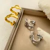 Boucles d'oreilles cerceaux Liquid Gold Color Metal Stud pour femmes Hip-hop Punk Fashion Personnalité Oreille MS Mme Girl Travel Accessoires