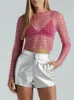 T-shirts de femmes Tossy Mesh See-Through Sexy Crop Top pour les femmes Fashion Summer Slim à manches longues Holiday Pullover Crated Y2K 2024