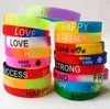 60pcs lettre entière imprimement bracelet silicone lot love amitié conception de bracelet fashion dame mascules femmes bijoux de bande de caoutchouc6551745