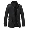 Mens Winter Thickened Plush Leather Jacket Middleaged Casual Mid Length Warm Cotton 240426