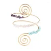 Bracelet à bras en pierre de bracelet avec conception de perles en spirale bracelet ouvert pour les femmes adolescents filles