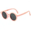 Accessoires de cheveux pliants pour enfants Lunettes de soleil Boîte de rangement Summer Baby Sun Glasses For Girls Boys Beach Retro Round Protection Child