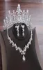 Серьги ожерелье невесты Циркона Ювелирные изделия набор свадебной короны Тиары и юрри.