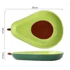 Platos verdes lindo forma de aguacate plato de cerámica respetuosa ambientalmente fruta ensalada de fruta bocadillo para horno lavavajillas de microondas disponibles